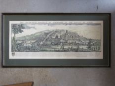 Print; 'The Southwest Prospect of Guildford in the County of Surrey' in Hogarth style frame,