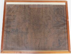 Map of Derbyshire (Darbieshire) by John Speed, having Arms of the Honourable Families upon,