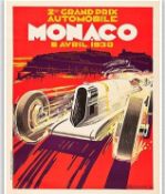 A pop art style motor racing print 'Monaco 1930', 8.3x11.7 inches (A4).