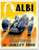 A pop art style motor racing print 'Albi 1950', 8.3x11.7 inches (A4)..