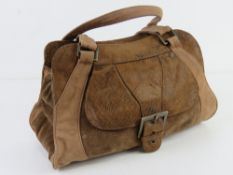 A suede handbag by Kew approx 33cm wide.
