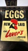 A vintage enamelled advertising sign for Lever's Eggs, approx 45 x 34cm (17.5 x 13.5