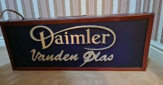 A contemporary illuminated Daimler Vander Plas box sign, 65 x 25 x 9cm.