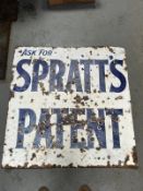 A vintage enamelled advertising sign for Spratt's Patent, approx 101 x 101cm (40 x 40