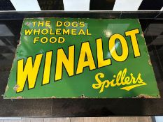 A vintage enamelled advertising sign for Winalot, approx 50 x 76cm (20 x 30
