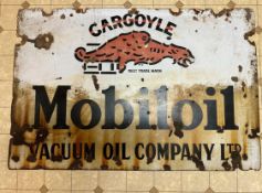 A vintage enamelled advertising sign for Mobiloil Gargoyle, approx 115 x 77cm (45