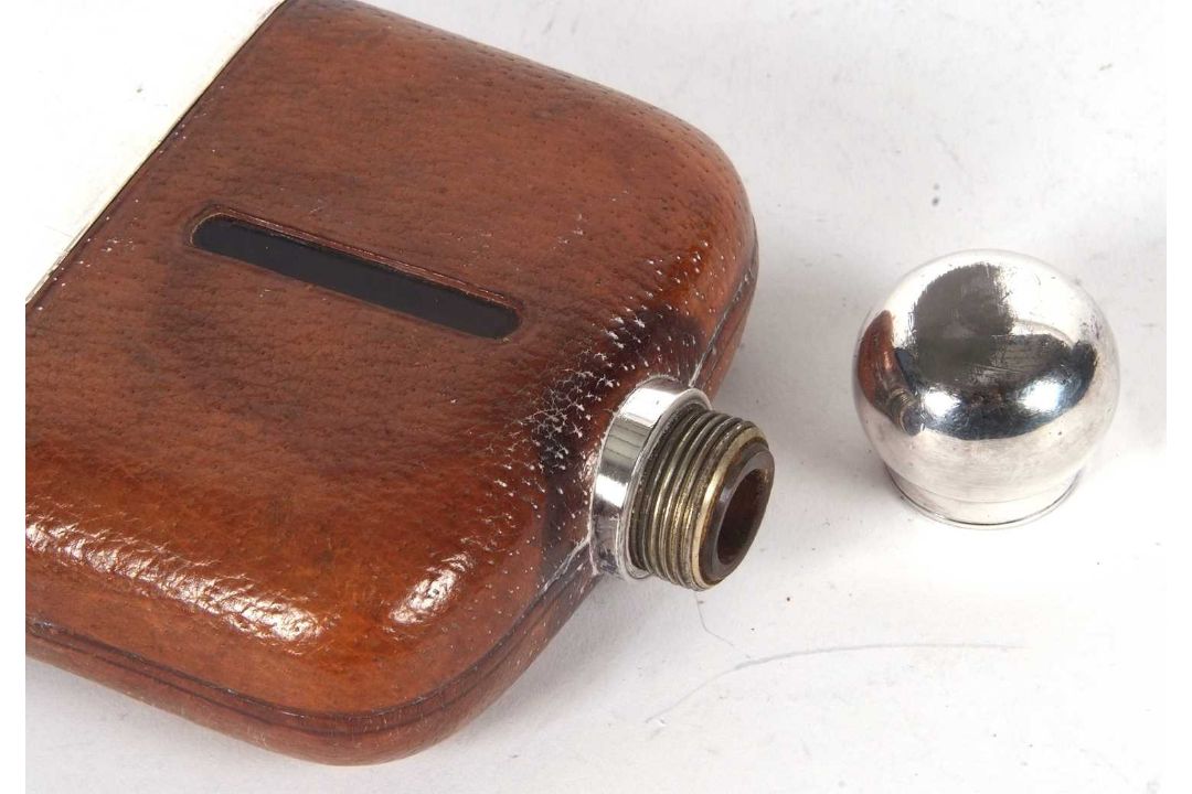 A James DIxon & Son 3/8 pint spirit flask with plated screw on lid and detachable drinking cup, - Image 5 of 5