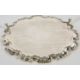 A sterling silver card salver of plain form, having pie crust edge and supported on three cast - Image 3 of 3