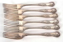 Six silver Kings pattern dessert forks, double struck, London 1902, makers mark Goldsmith &