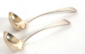 A pair of George III silver sauce ladles with Old English pattern, hallmarked London 1808, makers