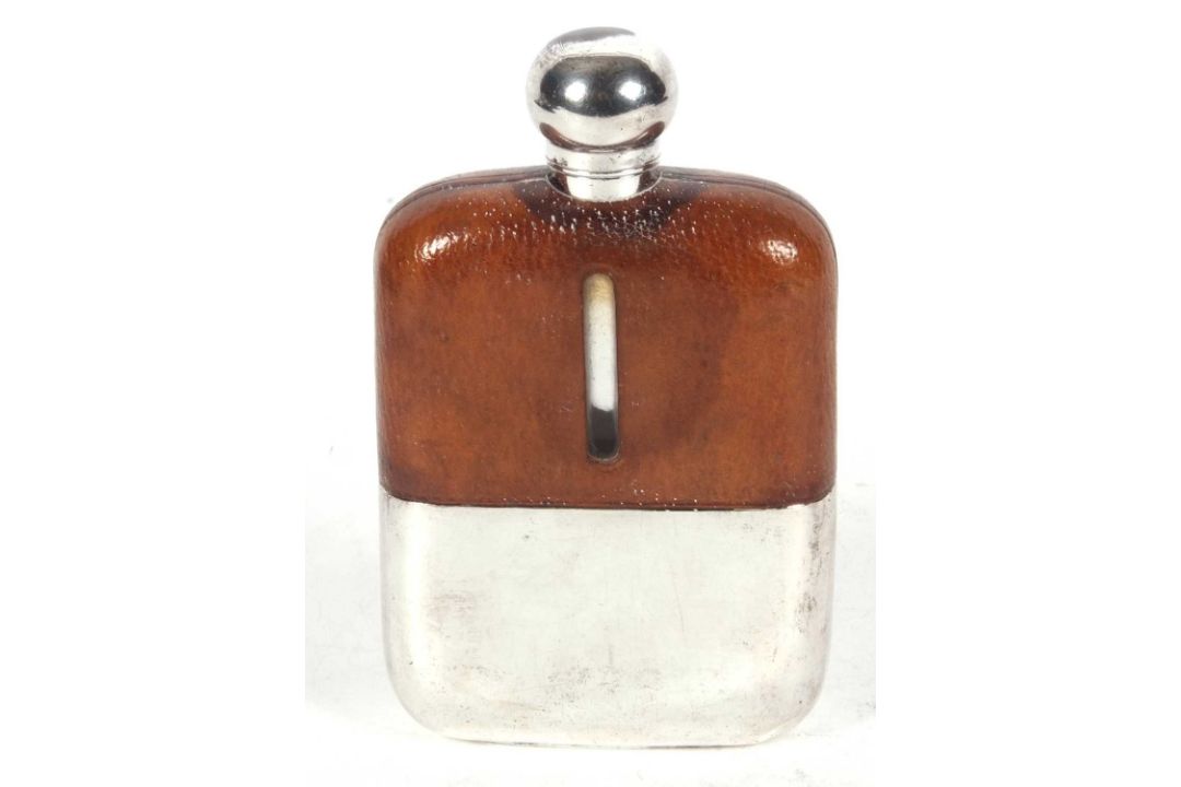 A James DIxon & Son 3/8 pint spirit flask with plated screw on lid and detachable drinking cup, - Image 1 of 5