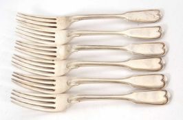 A group of three Georgian silver table forks, fiddle and thread pattern, London 1833, marks
