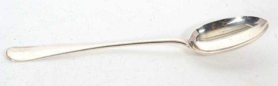A late Victorian Hanovarian rat-tail basting spoon, London 1899, makers mark Goldsmiths and