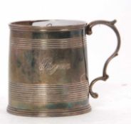 A George III York christening tankard of very slight tapering form, the body with concentric