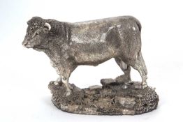 A Country Artists silver resin filled model of a bull, hallmarked for Birmingham 1998, 15cm long