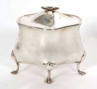 An Edwardian silver caddy in Bon-Bonnier style of plain design with hinged lid and loop carrying