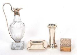 Mixed Lot: Hallmarked silver ashtray, Birmingham 1964, makers mark for David Lawrence, 55gms,