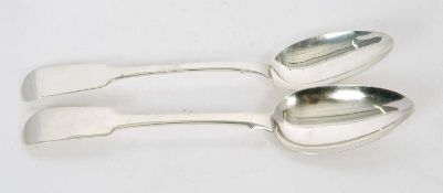 A Georgian fiddle pattern serving spoon, Edinburgh 1808 together with a Victorian example,