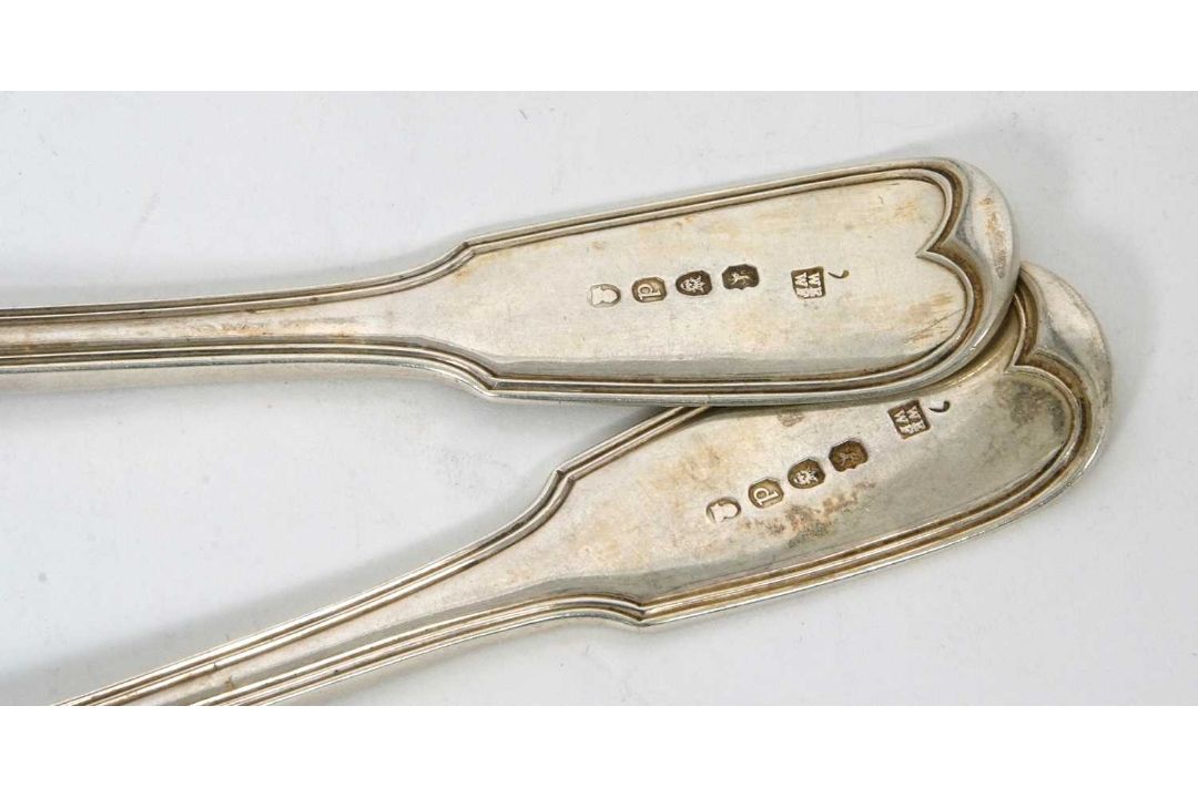 Six George III silver fiddle and thread pattern tablespoons, London 1819, makers mark William Ely - Image 2 of 2