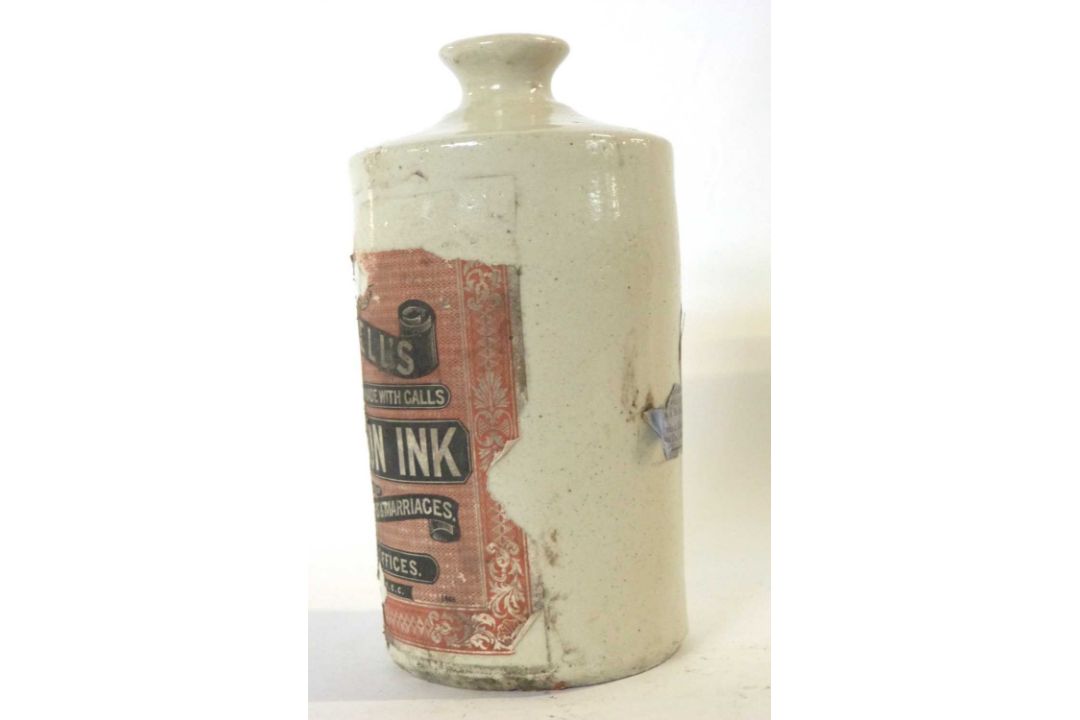 Interesting Victorian stoneware ink bottle with original label for Morrells stationery suppliers, - Image 5 of 5