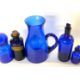 Group of Bristol blue glass wares including a large jug, eye bath and a chemists bottle - Image 3 of 3
