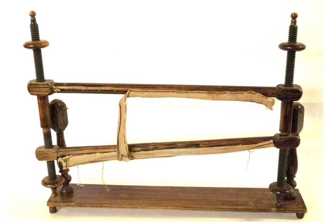 19th century mahogany and painted faux rosewood tapestry or needlework stretcher with period painted - Image 3 of 3