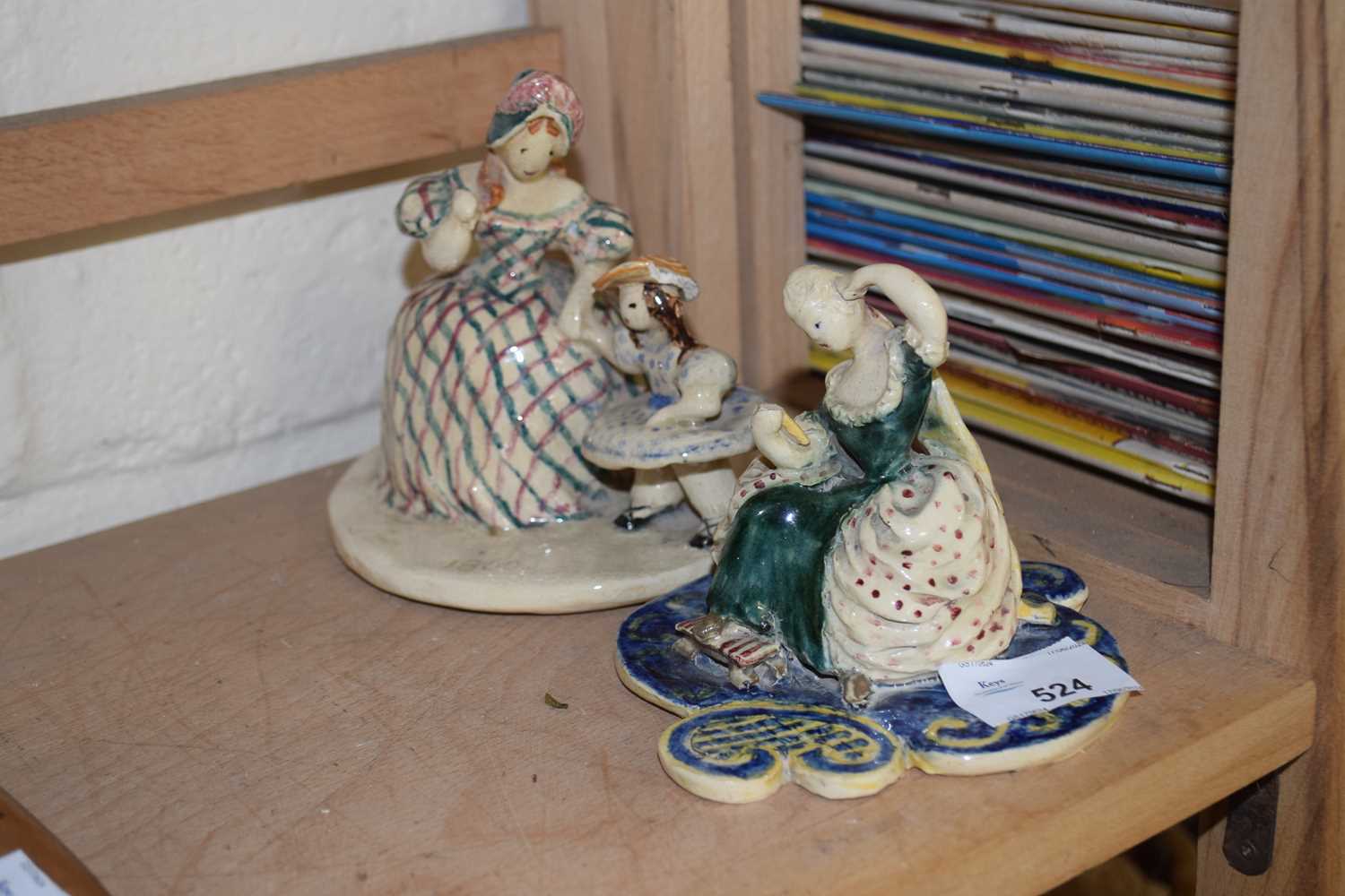 Two pottery groups, one with a woman and child impressed dated 1860 and one other - Image 3 of 4
