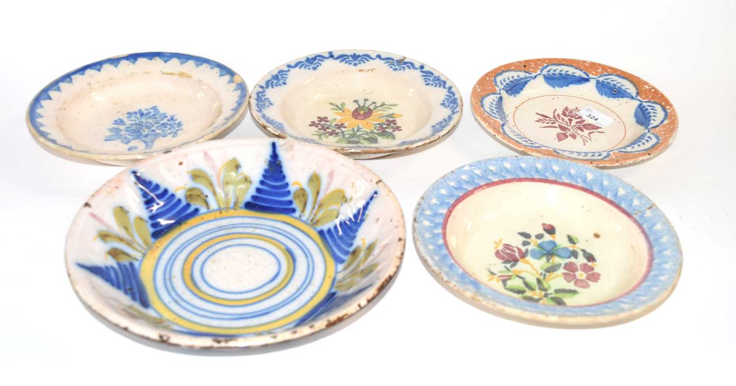 Quantity of 18th Century Dutch Delft plates and a large bowl, the bowl 27cm diameter - Image 2 of 2