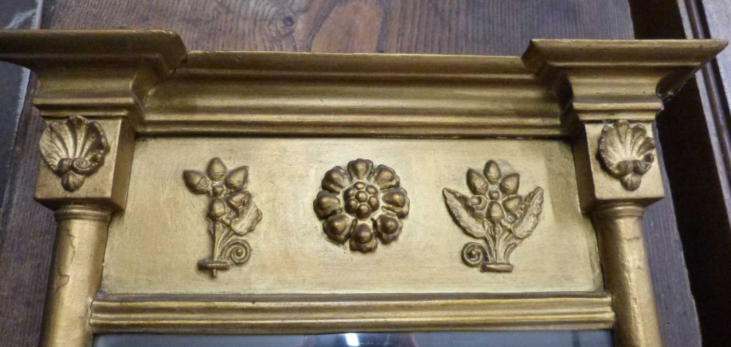 A small 19th Century and later gilt painted pier type mirror, 58cm high - Image 2 of 4