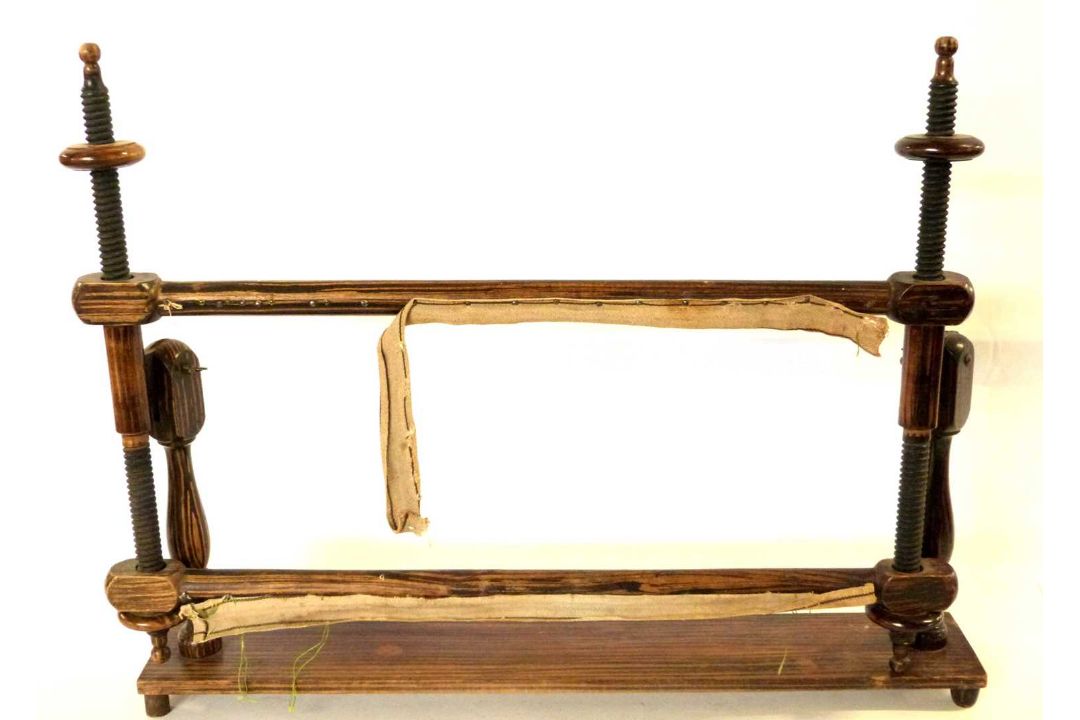 19th century mahogany and painted faux rosewood tapestry or needlework stretcher with period painted - Image 1 of 3