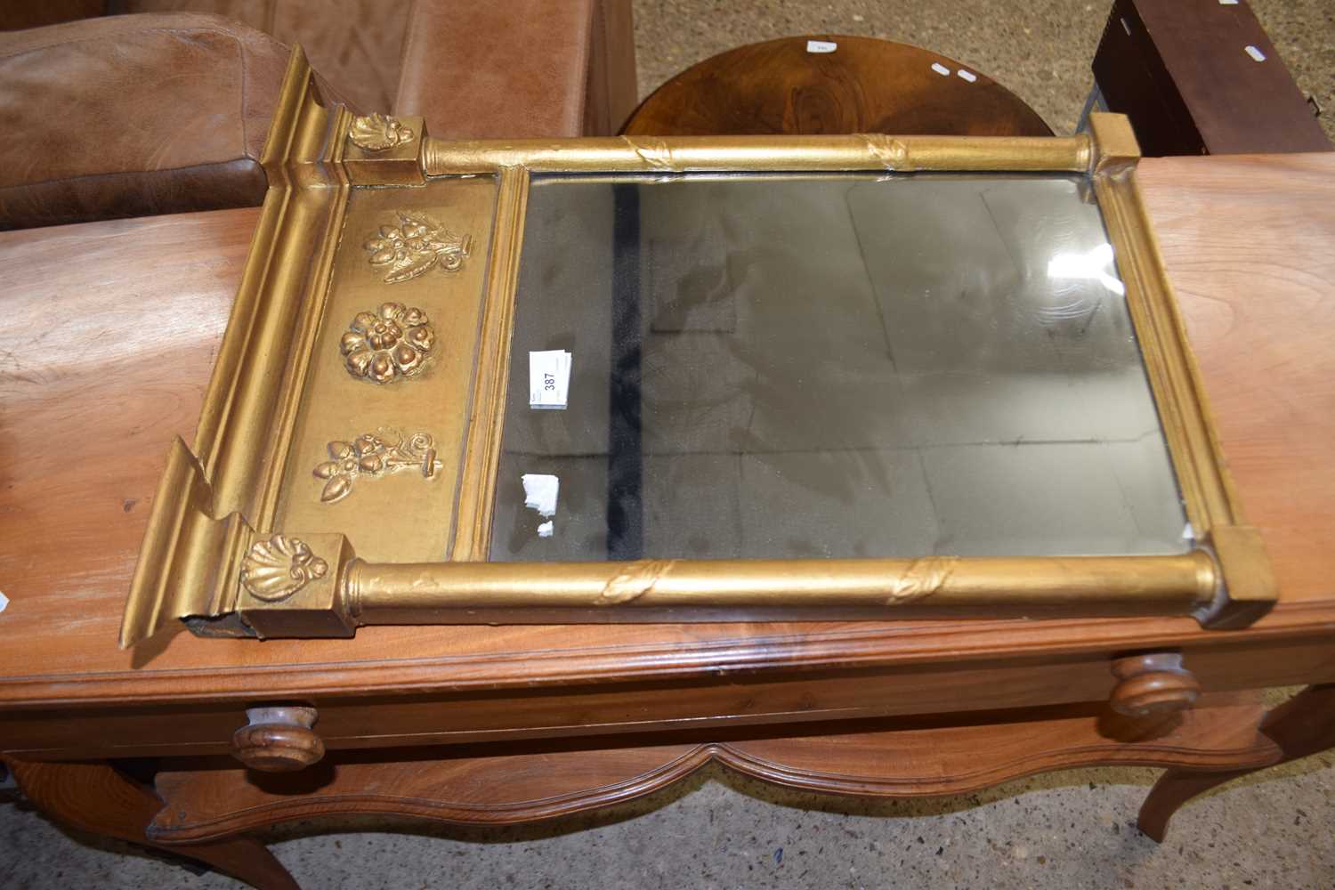 A small 19th Century and later gilt painted pier type mirror, 58cm high - Image 3 of 4