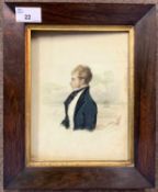 Circa 19th century, Regency period, A naval figure, watercolour, 15x20cm, framed and glazed