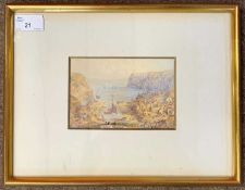Attributed to George Weatherill (1810-1890), inscribed on backboard 'View of Staithes,Yorkshire',