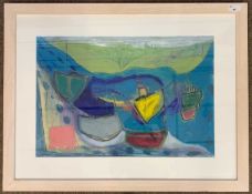 Cheryl Warren (British, contemporary) 'A Walk Round St Ives', oil, pencil and ink, 37x55cm, framed