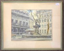 John H. Markham (British, 20th century), Square at St. Bartholomew's Hospital, watercolour and