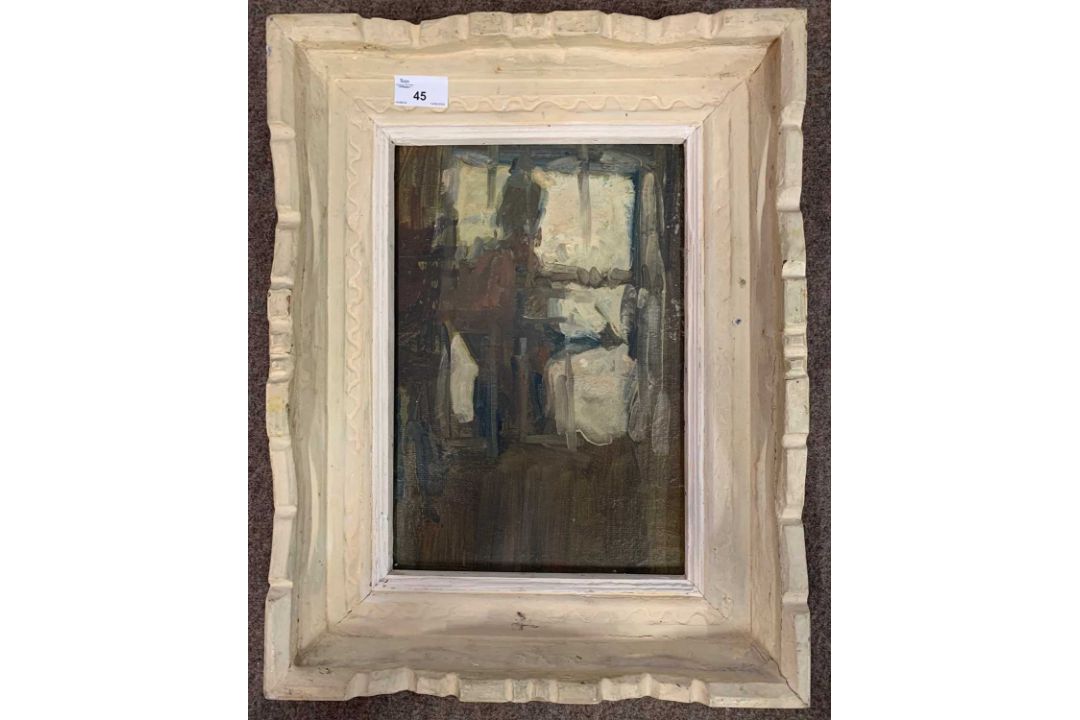 Graham West (act.1970-78), 'Shadow', oil on board, unsigned, 21x31cm, framed