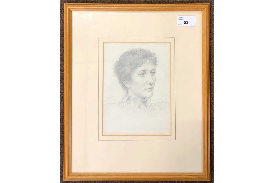 Attributed to Henry Holiday (1839-1927), inscribed on backboard "Miss Smart", pencil study, 14x19cm, - Image 1 of 2