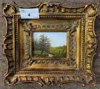 Attributed to C.B.Turner (British, 20th century), Landscape view, oil on board, unsigned, 6x8cm,
