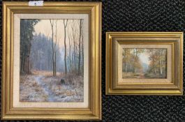 Peter Barker (British, b.1954), inscribed on backboard 'Crunchy Winter Woodland' and another