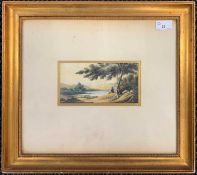 Attributed to George Chinnery R.H.A. (1774-1865), Landscape with a figure by a lake, watercolour,