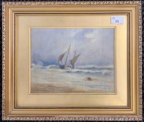 R.H.Rident (British, 20th century), Ship on choppy waters, signed and dated 1900, oil on canvas,