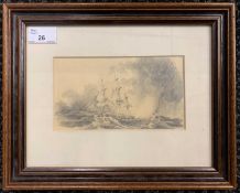 In the manner of Ivan Konstantinovich Aivazovsky (Russian, 1817-1900), Tall mast ship on choppy