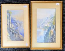 G.Ballista (20th century), Views over Naples, gouache, signed, framed and glazed (2)