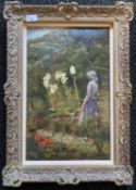 Edith A. Rideout (British, 19th century), 'The Garderner's Daughter', oil on board, signed and dated