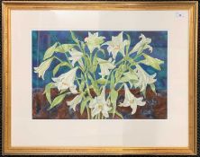 Sheila Stratton (British, 20th century), Still life of lilies, watercolour, signed in pencil,
