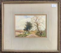 Wycliffe Egginton (1875-1951), 'A Devon Lane', watercolour, signed, 25x18cm, framed and glazed. J.