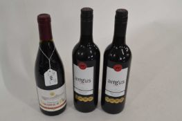 Chateau Neuf de Pape Grand Reserve 2014, together with two bottles of Angus 2012 Cabernet Sauvignon,