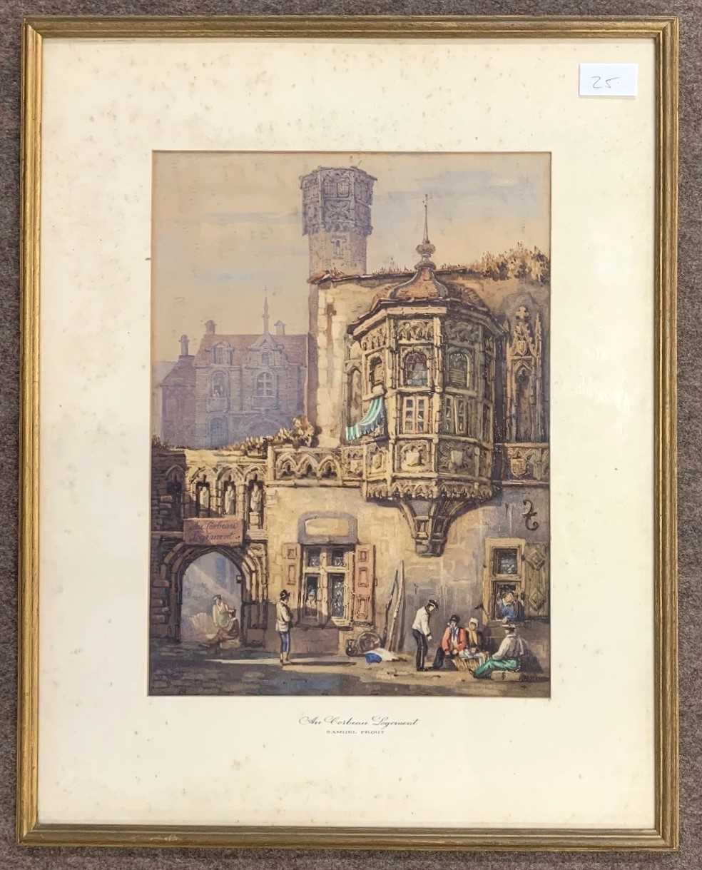 Samuel Prout (British,1783-1852), 'Au Corbeau Logement', watercolour, bears signature initials lower