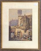 Samuel Prout (British,1783-1852), 'Au Corbeau Logement', watercolour, bears signature initials lower