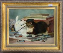 Follower of Valentine Thomas Garland (British, 1868-1914), Pair of kittens at play, oil on canvas,